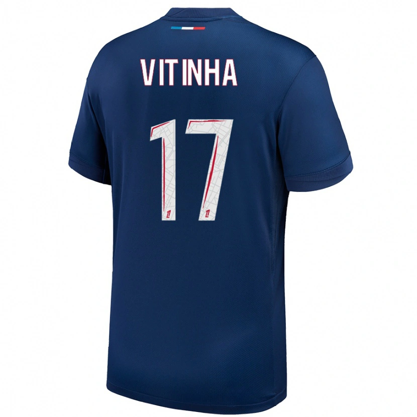 Danxen Women Vitinha #17 Navy Blue White Home Jersey 2024/25 T-Shirt