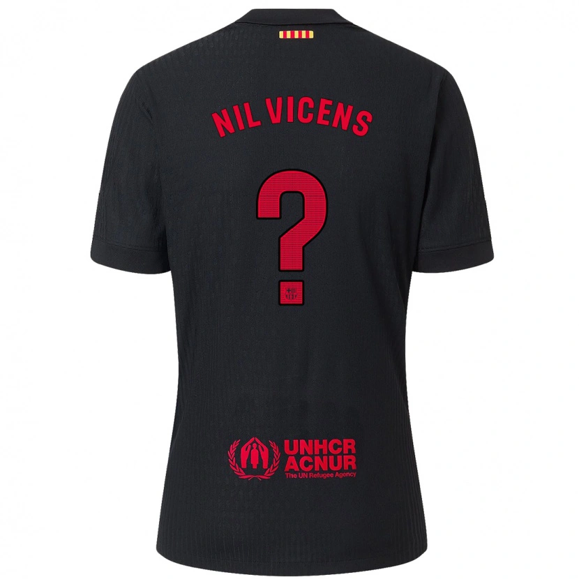 Danxen Women Nil Vicens #0 Black Red Away Jersey 2024/25 T-Shirt