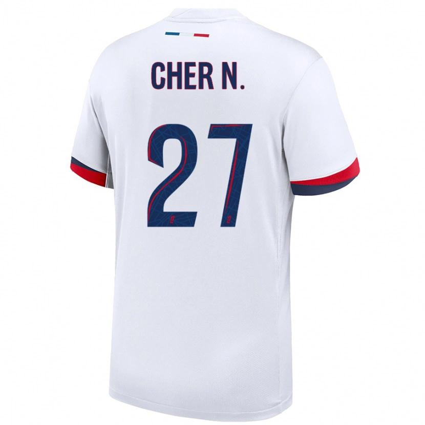 Danxen Women Cher Ndour #27 White Blue Red Away Jersey 2024/25 T-Shirt