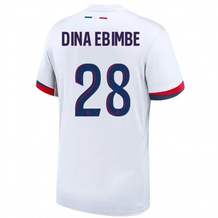 Danxen Women Eric Junior Dina Ebimbe #28 White Blue Red Away Jersey 2024/25 T-Shirt