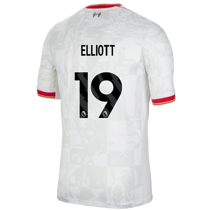 Danxen Women Harvey Elliott #19 White Red Black Third Jersey 2024/25 T-Shirt