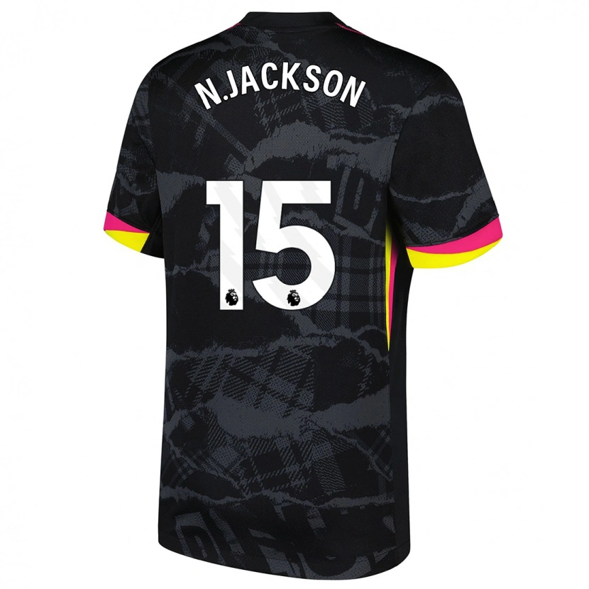 Danxen Women Nicolas Jackson #15 Black Pink Third Jersey 2024/25 T-Shirt
