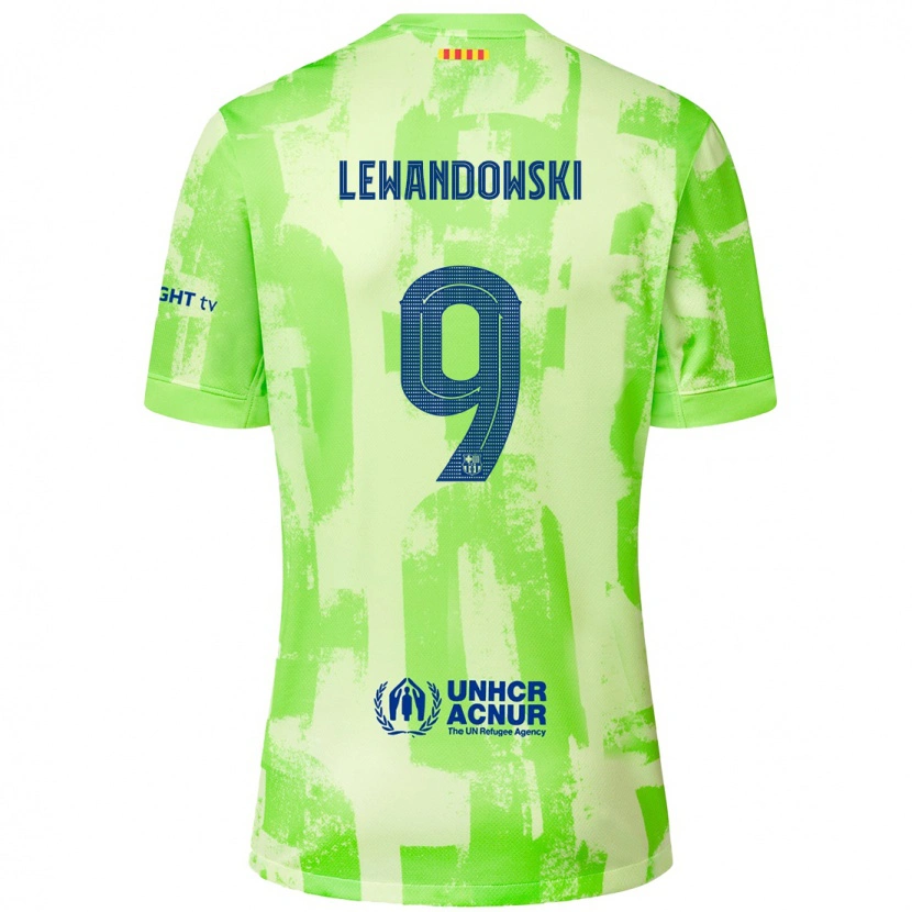Danxen Women Robert Lewandowski #9 Lime Third Jersey 2024/25 T-Shirt