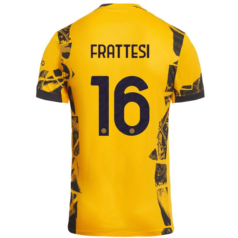 Danxen Women Davide Frattesi #16 Gold Black Third Jersey 2024/25 T-Shirt