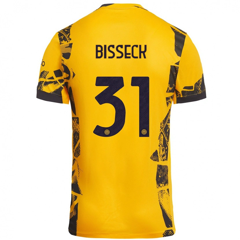 Danxen Women Yann Bisseck #31 Gold Black Third Jersey 2024/25 T-Shirt