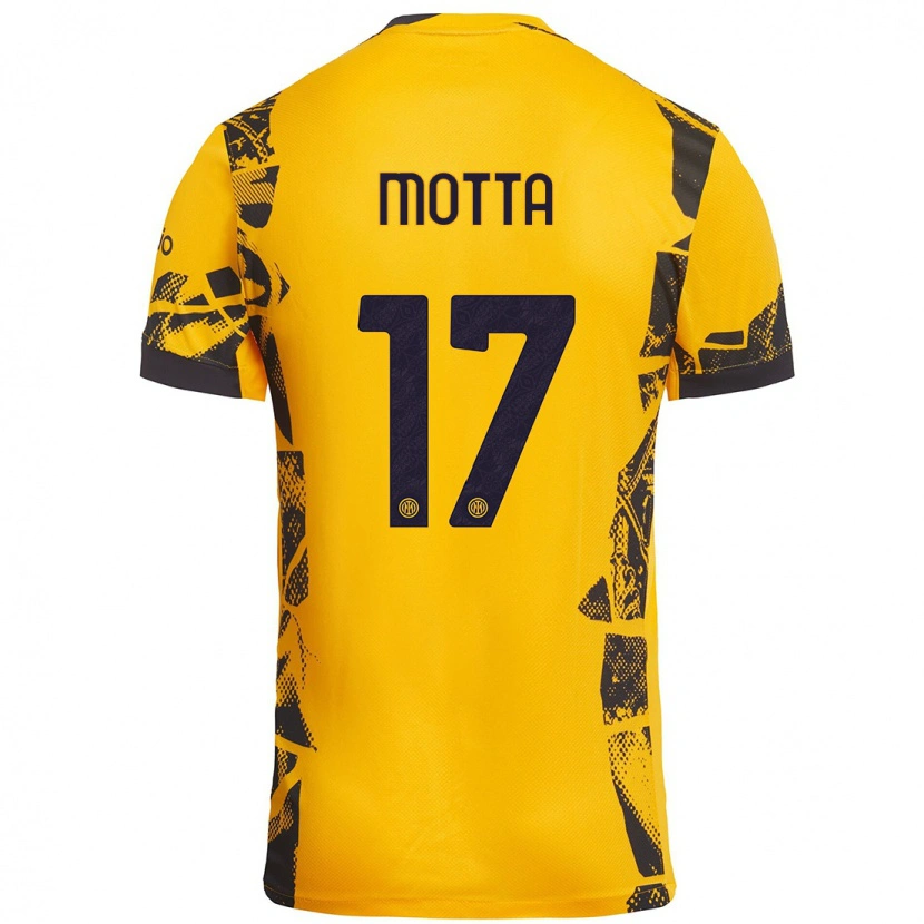 Danxen Women Matteo Motta #17 Gold Black Third Jersey 2024/25 T-Shirt
