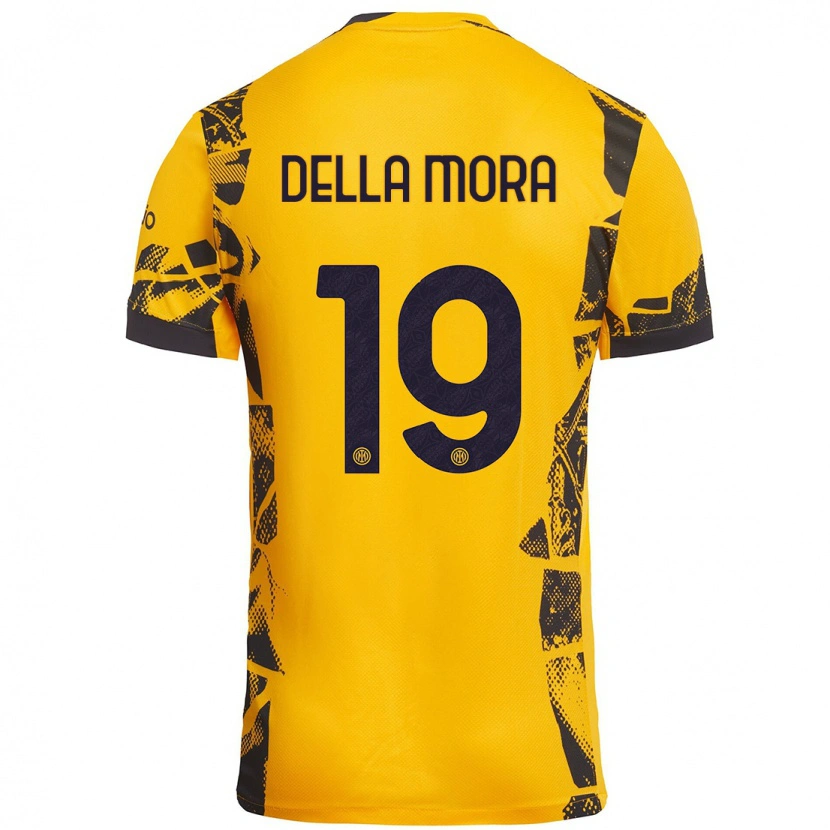 Danxen Women Tommaso Della Mora #19 Gold Black Third Jersey 2024/25 T-Shirt