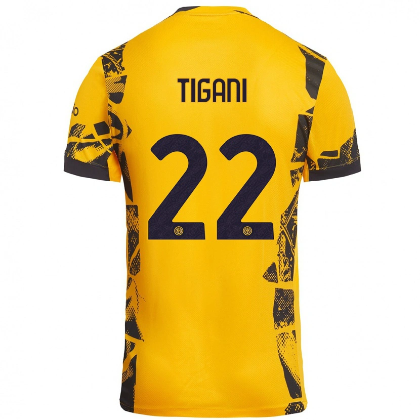 Danxen Women Edoardo Tigani #22 Gold Black Third Jersey 2024/25 T-Shirt