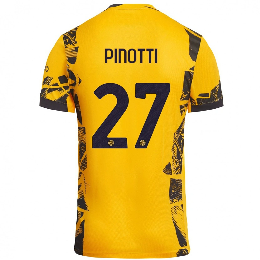 Danxen Women Manuel Pinotti #27 Gold Black Third Jersey 2024/25 T-Shirt
