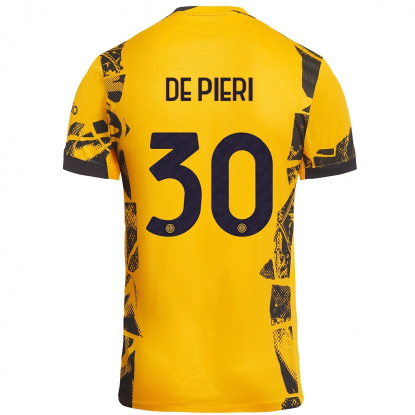 Danxen Women Giacomo De Pieri #30 Gold Black Third Jersey 2024/25 T-Shirt