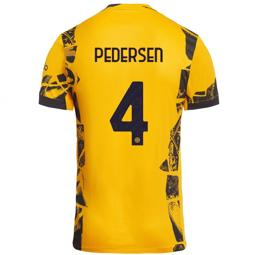 Danxen Women Sofie Junge Pedersen #4 Gold Black Third Jersey 2024/25 T-Shirt