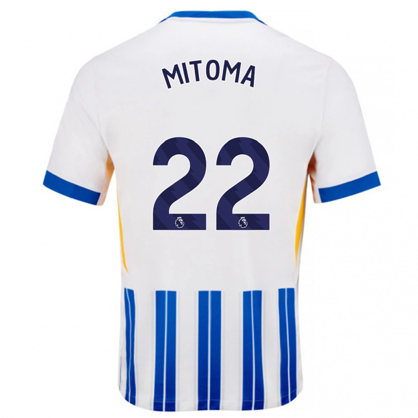 Danxen Kid Kaoru Mitoma #22 White Blue Pinstripes Home Jersey 2024/25 T-Shirt