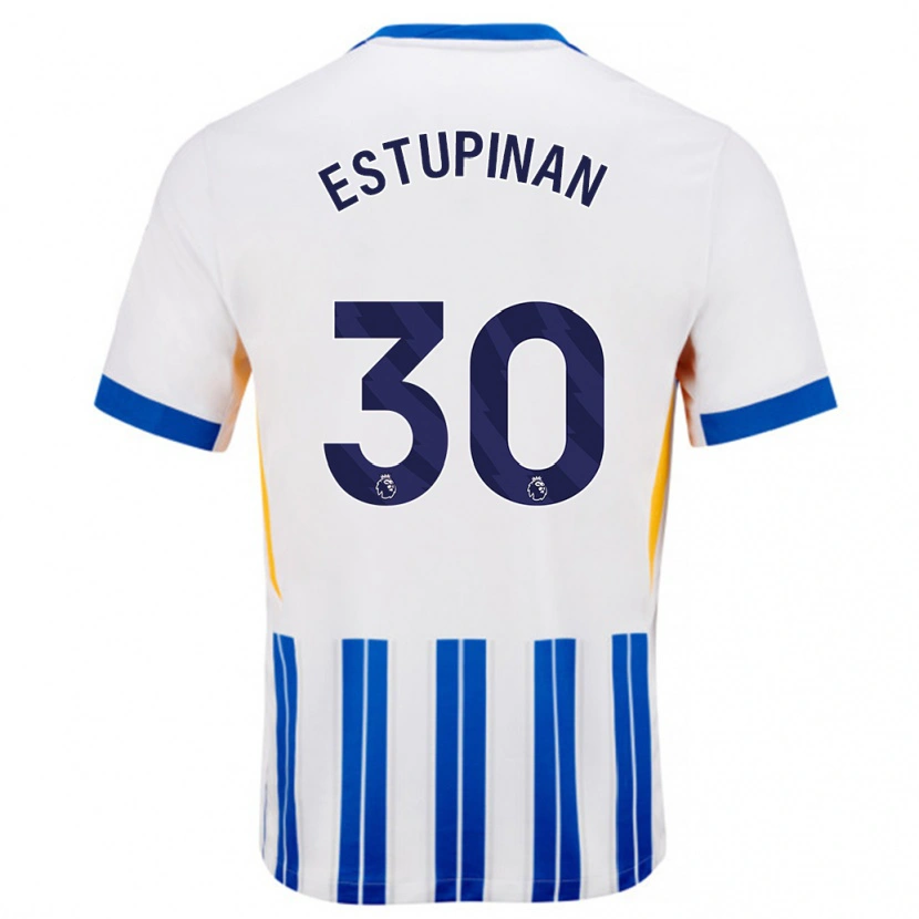 Danxen Kid Pervis Estupiñán #30 White Blue Pinstripes Home Jersey 2024/25 T-Shirt