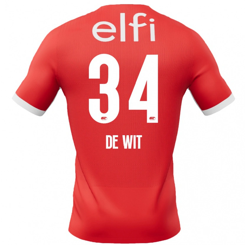Danxen Kid Mees De Wit #34 Red White Home Jersey 2024/25 T-Shirt