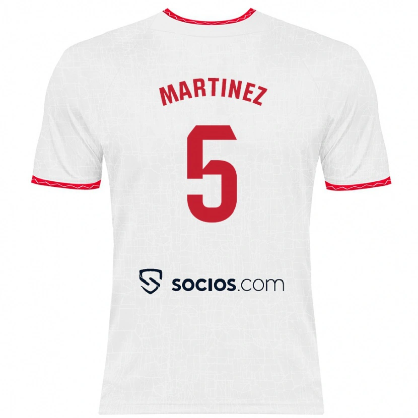 Danxen Kid Sergio Martínez #5 White Red Home Jersey 2024/25 T-Shirt