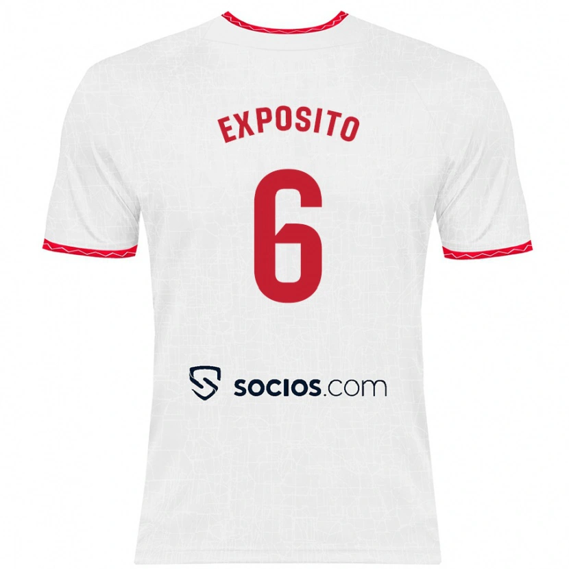Danxen Kid Marcelo Expósito #6 White Red Home Jersey 2024/25 T-Shirt