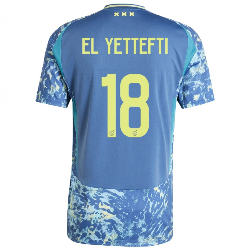 Danxen Kid Adil Amghar El Yettefti #18 Grey Blue Yellow Away Jersey 2024/25 T-Shirt