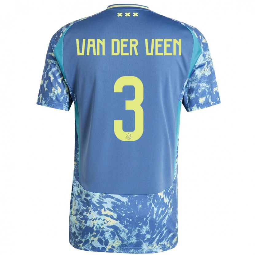Danxen Kid Roos Van Der Veen #3 Grey Blue Yellow Away Jersey 2024/25 T-Shirt