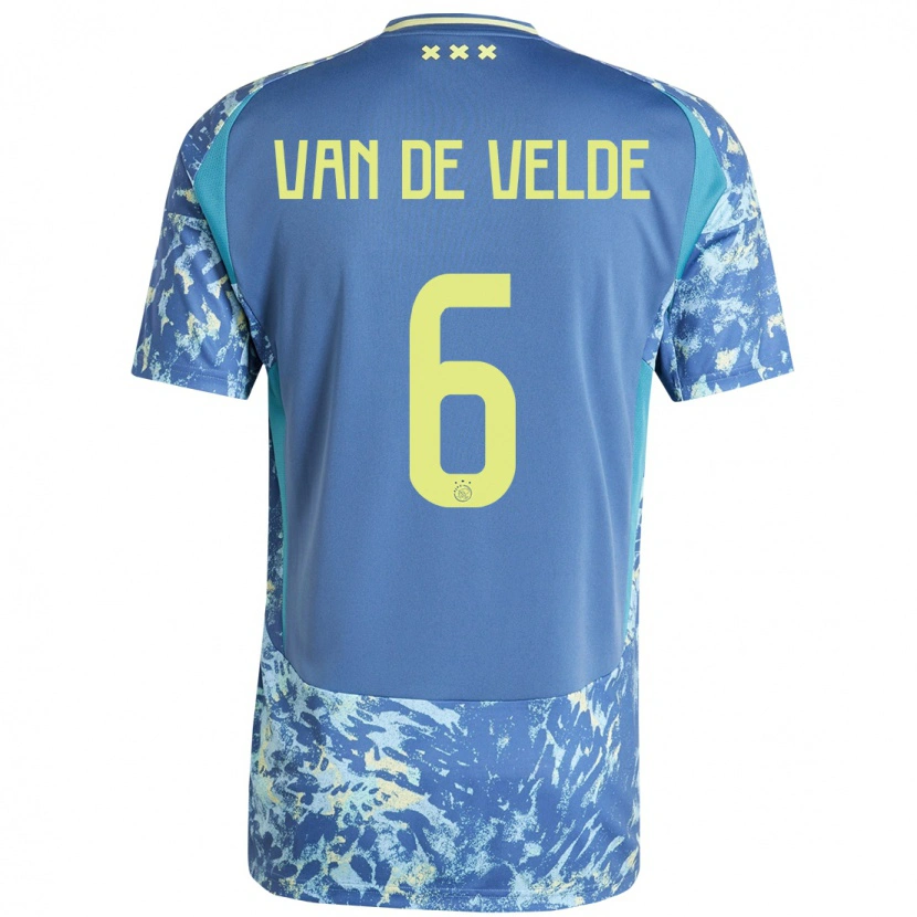 Danxen Kid Jonna Van De Velde #6 Grey Blue Yellow Away Jersey 2024/25 T-Shirt