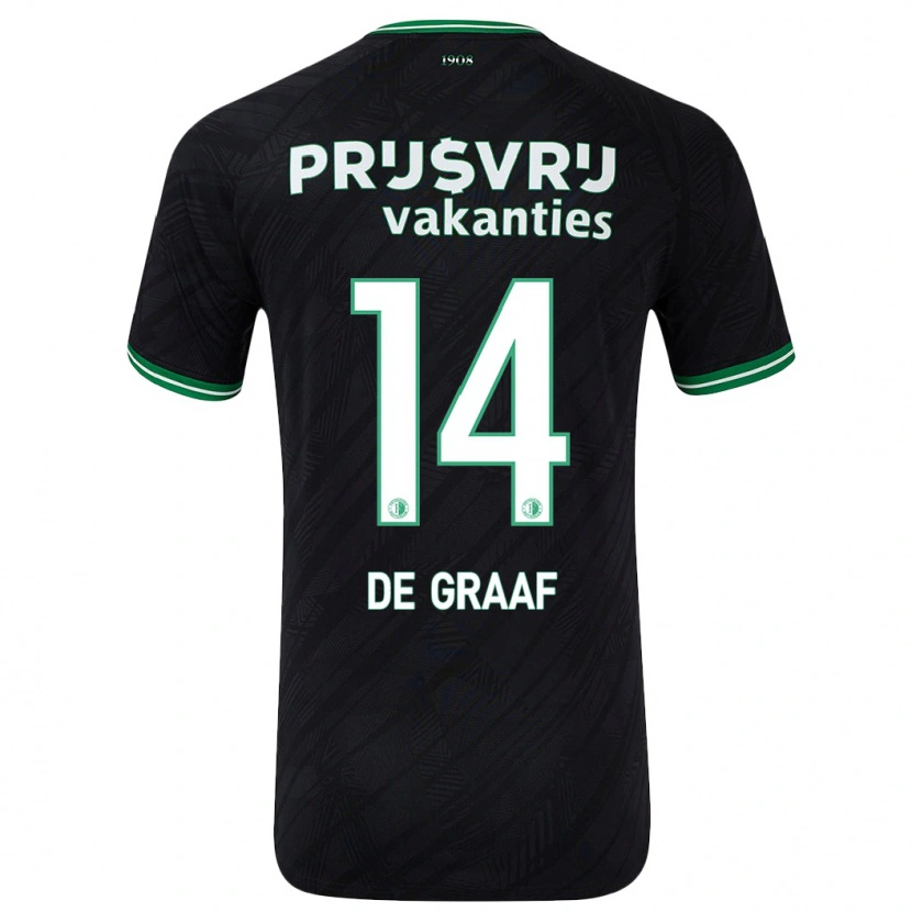 Danxen Kid Esmee De Graaf #14 Black Green Away Jersey 2024/25 T-Shirt