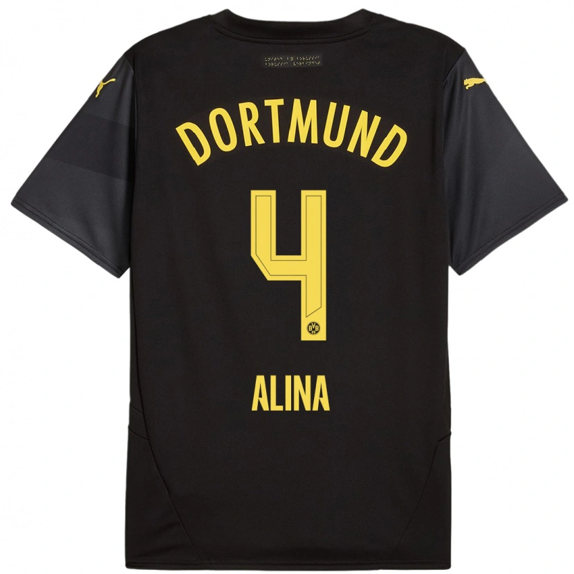 Danxen Kid Grijseels Alina #4 Black Yellow Away Jersey 2024/25 T-Shirt
