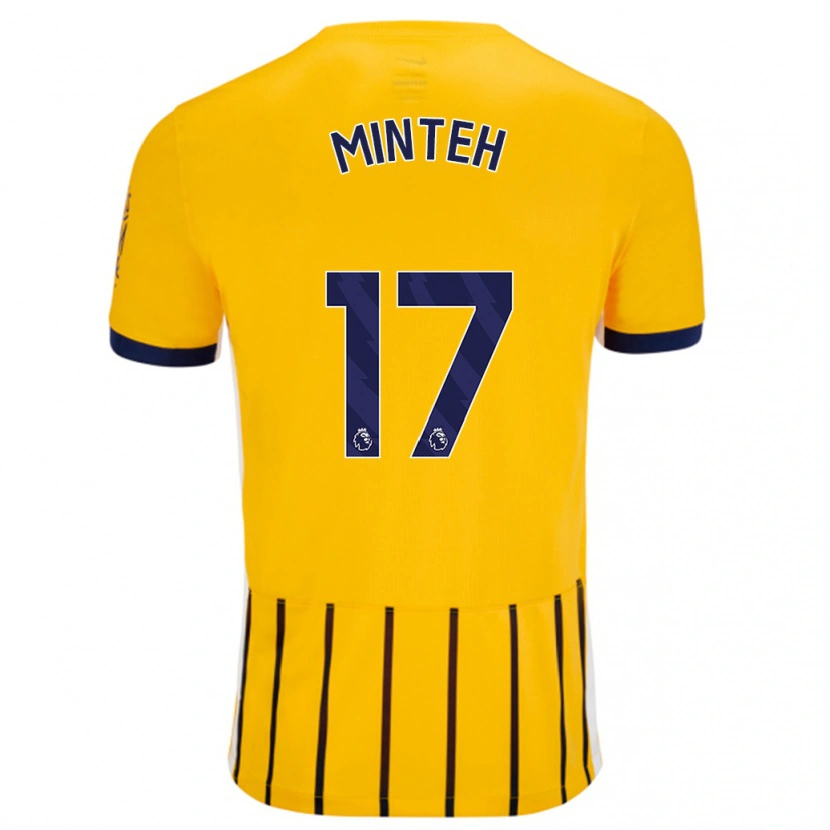 Danxen Kid Yankuba Minteh #17 Gold Blue Pinstripes Away Jersey 2024/25 T-Shirt