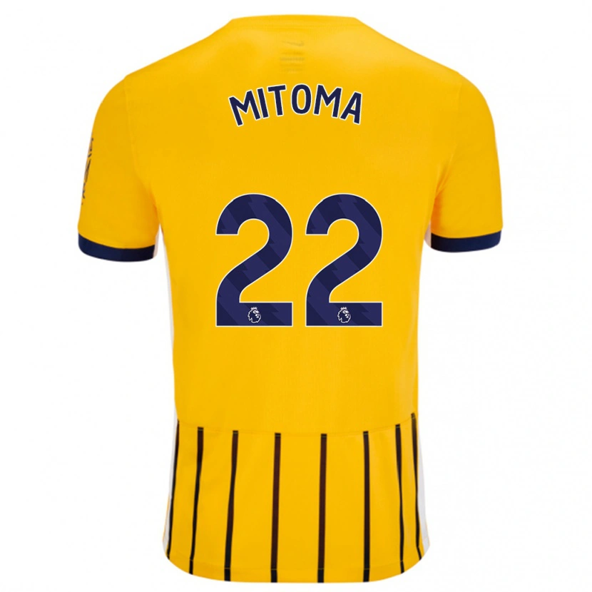 Danxen Kid Kaoru Mitoma #22 Gold Blue Pinstripes Away Jersey 2024/25 T-Shirt