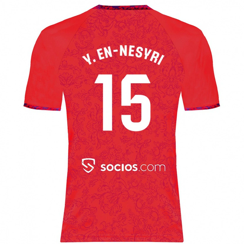 Danxen Kid Youssef En-Nesyri #15 Red Away Jersey 2024/25 T-Shirt