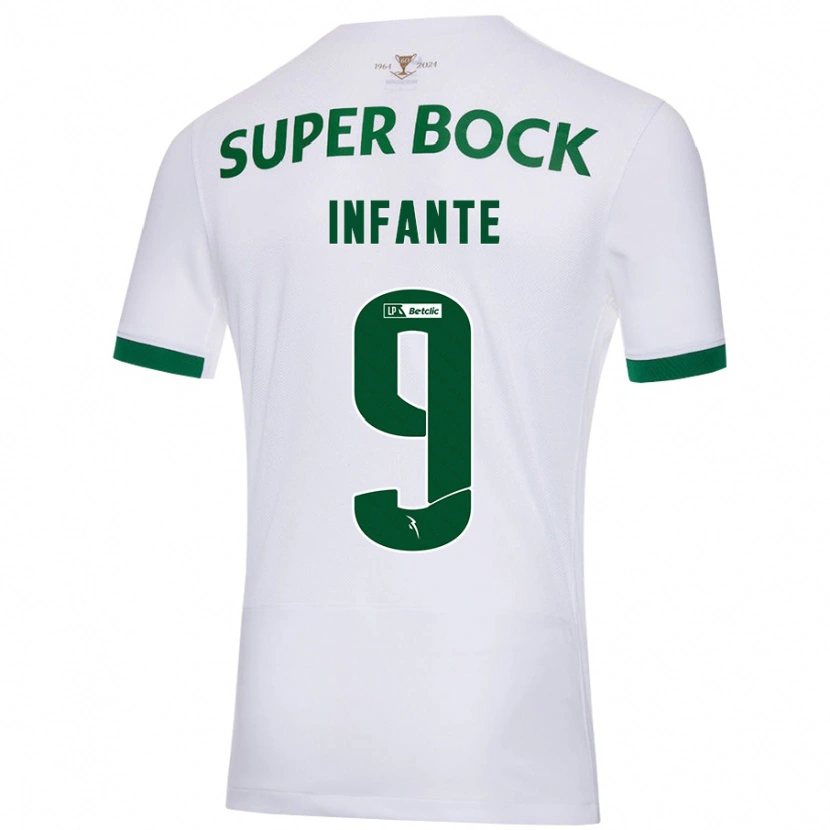 Danxen Kid João Infante #9 White Green Away Jersey 2024/25 T-Shirt