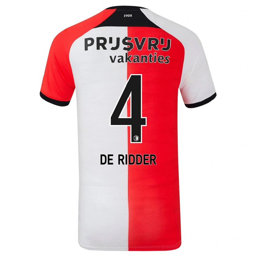 Danxen Men Robine De Ridder #4 Red White Home Jersey 2024/25 T-Shirt