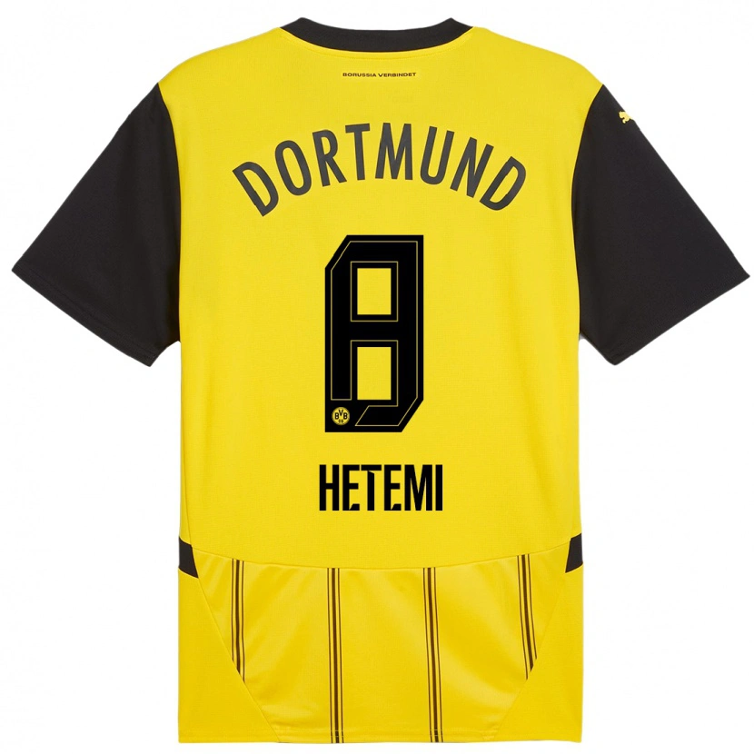 Danxen Men Rilind Hetemi #8 Yellow Black Home Jersey 2024/25 T-Shirt