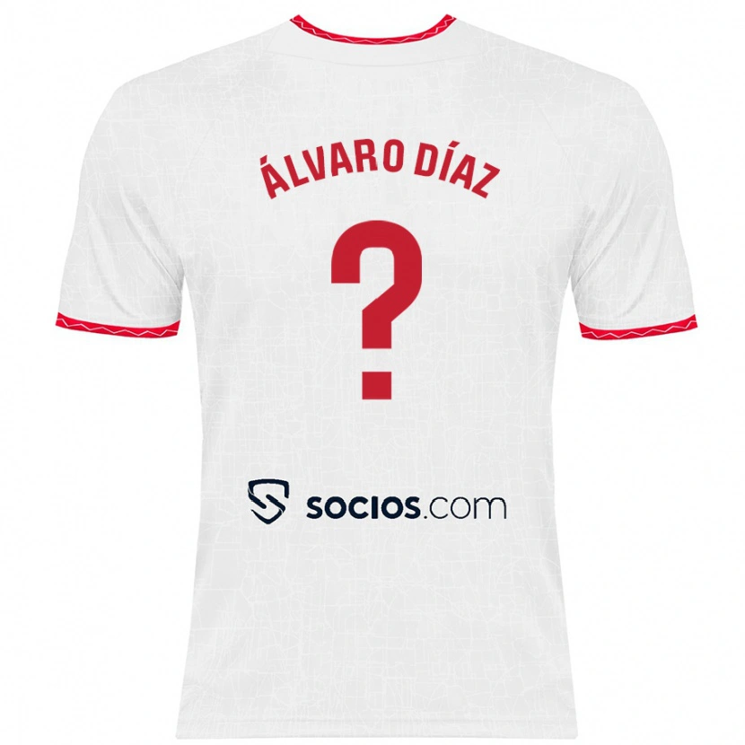 Danxen Men Álvaro Díaz #0 White Red Home Jersey 2024/25 T-Shirt