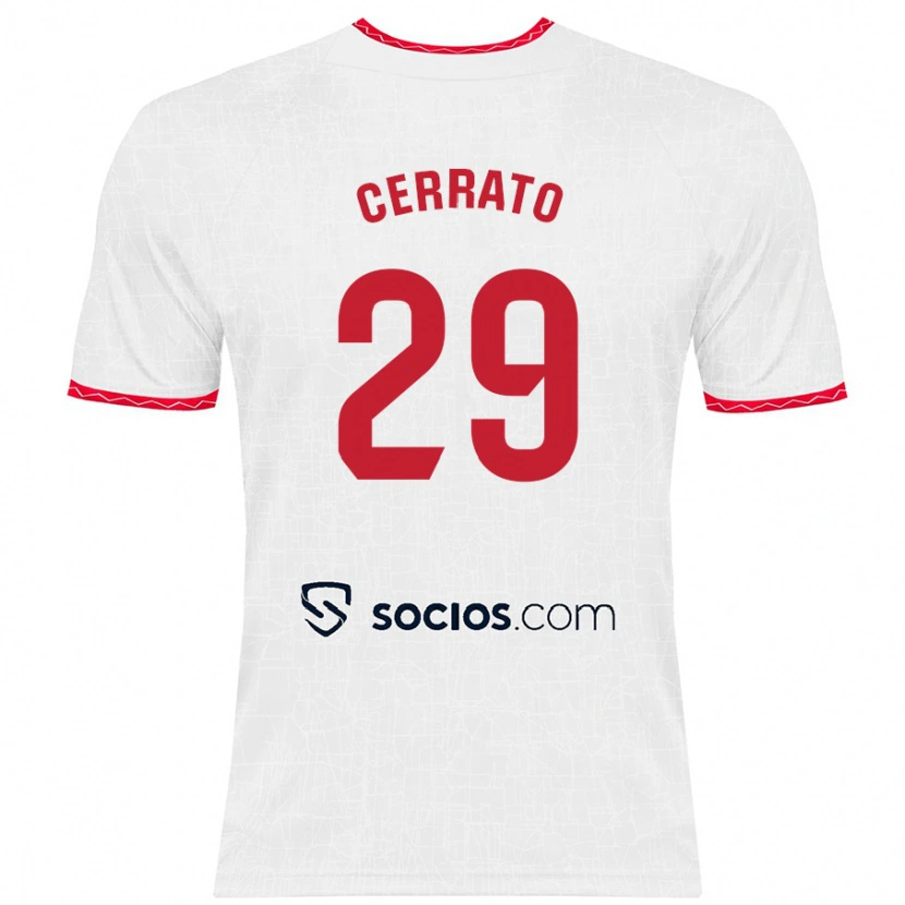 Danxen Men Alba Cerrato #29 White Red Home Jersey 2024/25 T-Shirt