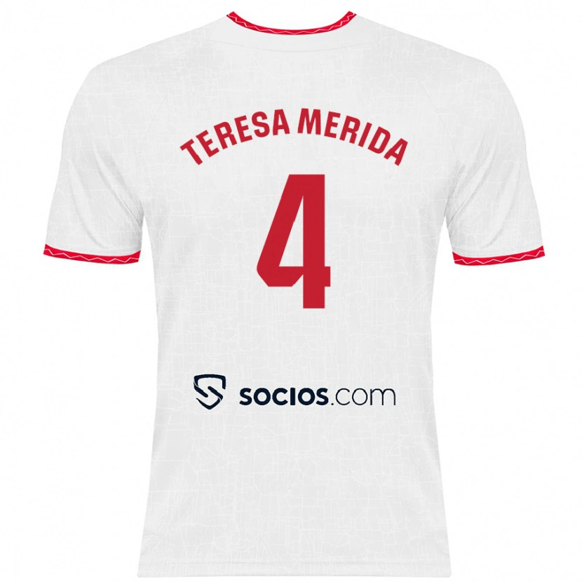 Danxen Men Teresa Merida #4 White Red Home Jersey 2024/25 T-Shirt