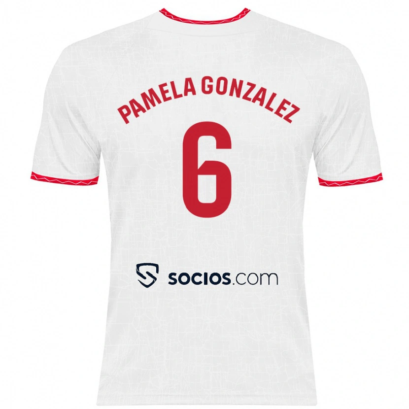 Danxen Men Cinthia Pamela González Medina #6 White Red Home Jersey 2024/25 T-Shirt