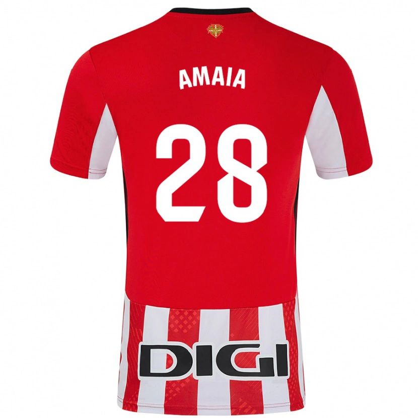 Danxen Men Amaia Martinez De La Peña #28 Red White Home Jersey 2024/25 T-Shirt