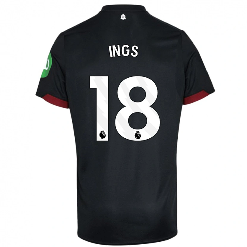 Danxen Men Danny Ings #18 Black White Away Jersey 2024/25 T-Shirt
