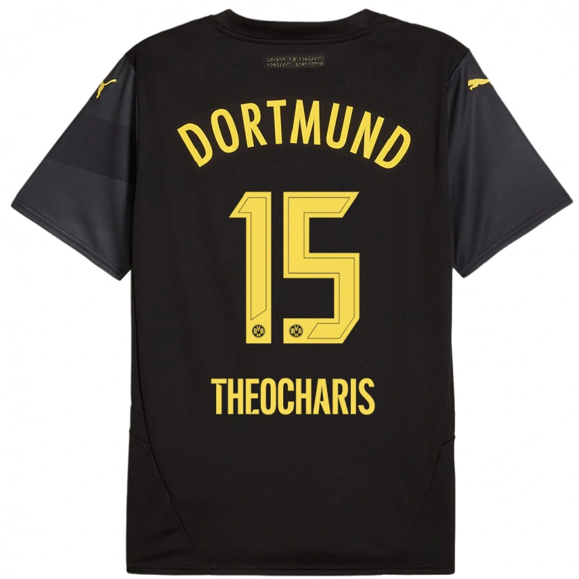 Danxen Men Elefterios Theocharis #15 Black Yellow Away Jersey 2024/25 T-Shirt