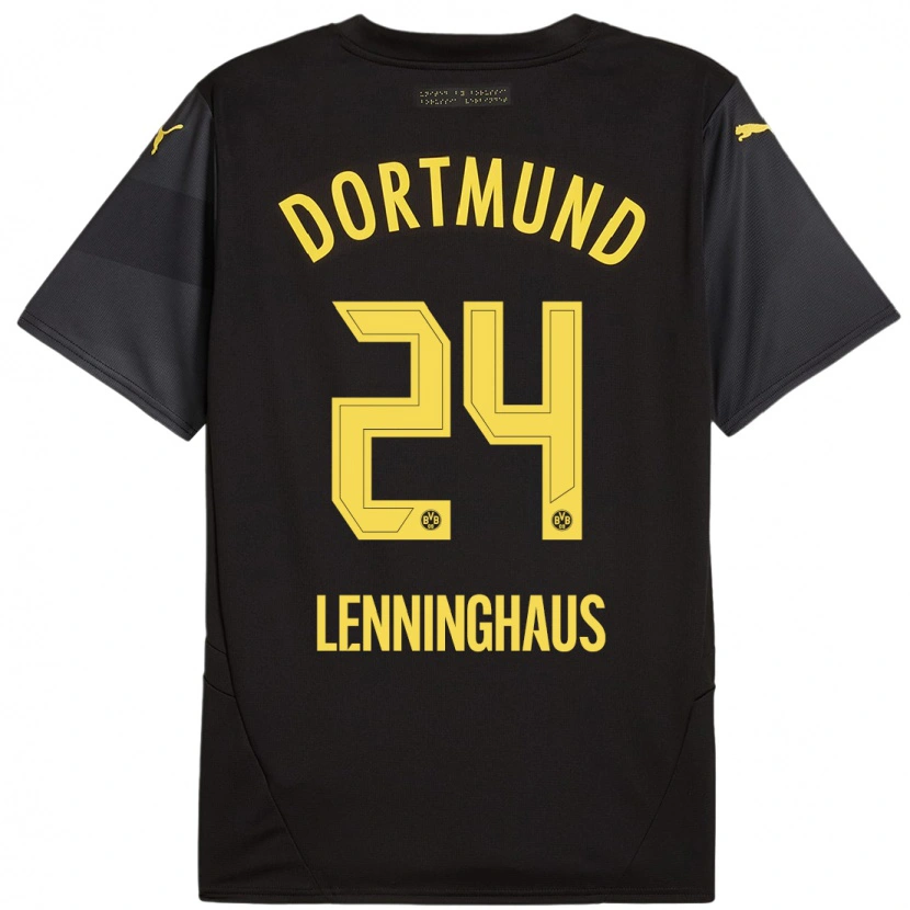 Danxen Men Mika Lenninghaus #24 Black Yellow Away Jersey 2024/25 T-Shirt