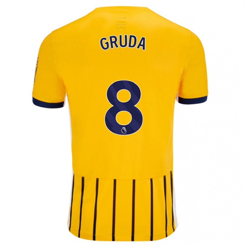 Danxen Men Brajan Gruda #8 Gold Blue Pinstripes Away Jersey 2024/25 T-Shirt