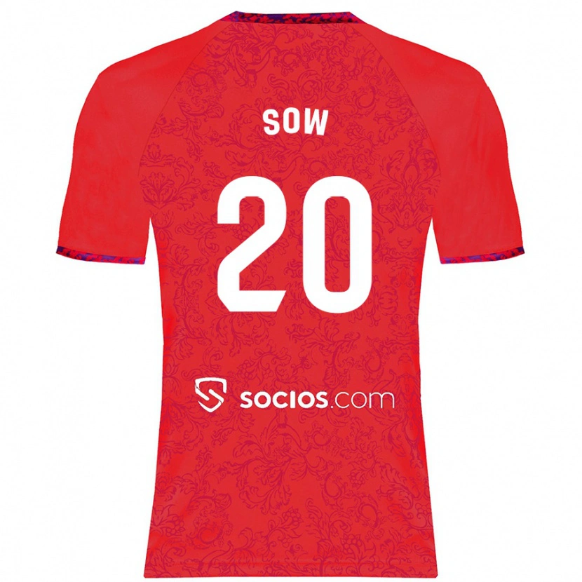 Danxen Men Djibril Sow #20 Red Away Jersey 2024/25 T-Shirt