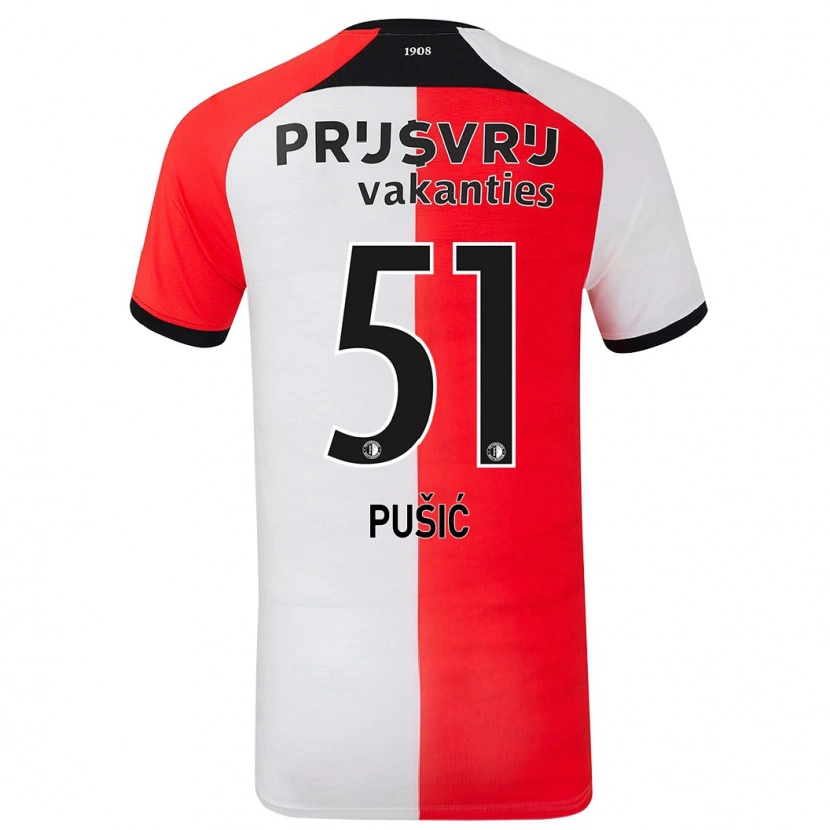 Danxen Women Noah Pušić #51 Red White Home Jersey 2024/25 T-Shirt