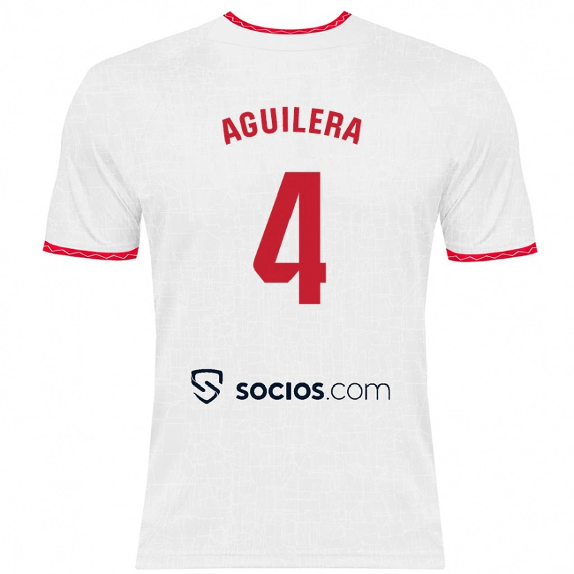 Danxen Women Juanan Aguilera #4 White Red Home Jersey 2024/25 T-Shirt