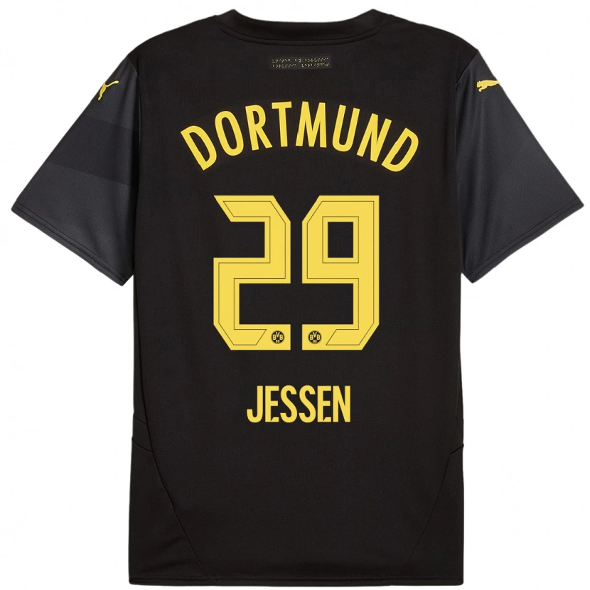 Danxen Women Niklas Jessen #29 Black Yellow Away Jersey 2024/25 T-Shirt