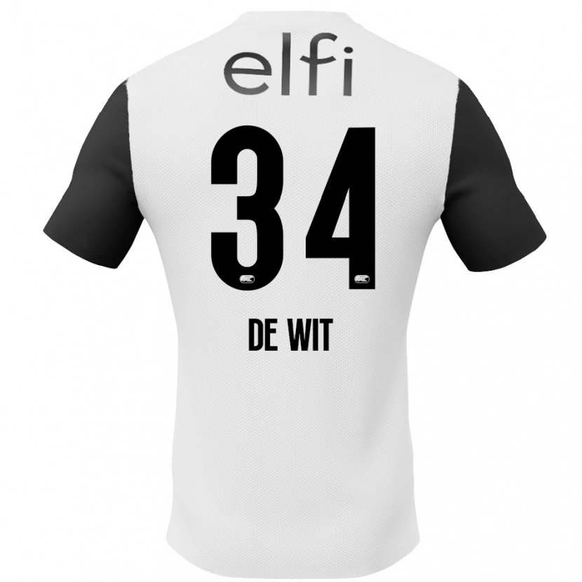 Danxen Women Mees De Wit #34 White Black Away Jersey 2024/25 T-Shirt