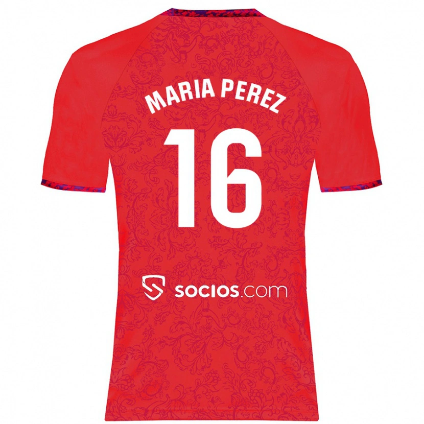 Danxen Women María Pérez Rabaza #16 Red Away Jersey 2024/25 T-Shirt
