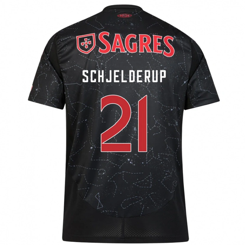 Danxen Women Andreas Schjelderup #21 Black Red Away Jersey 2024/25 T-Shirt