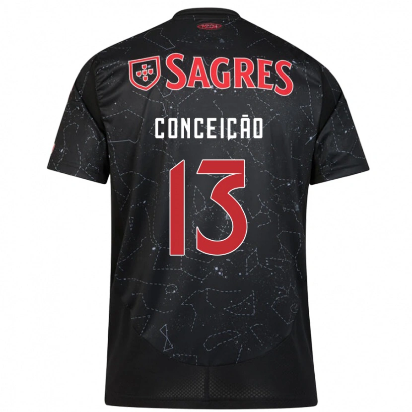 Danxen Women João Conceição #13 Black Red Away Jersey 2024/25 T-Shirt