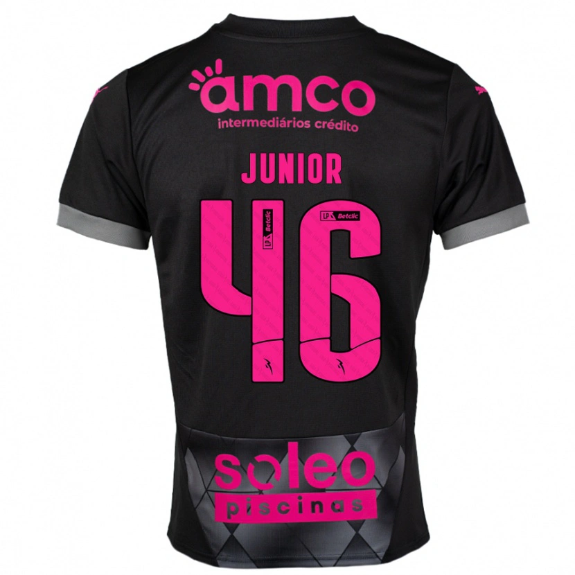 Danxen Women Mário Junior #46 Black Pink Away Jersey 2024/25 T-Shirt