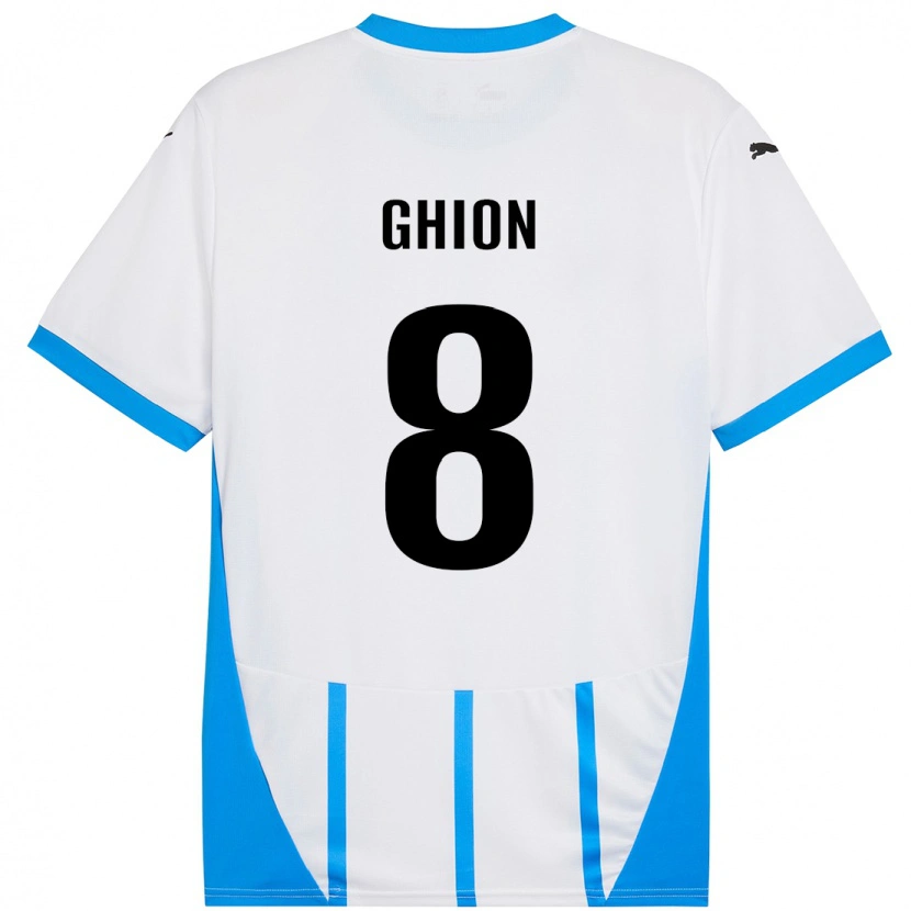 Danxen Kid Andrea Ghion #8 White Blue Away Jersey 2024/25 T-Shirt
